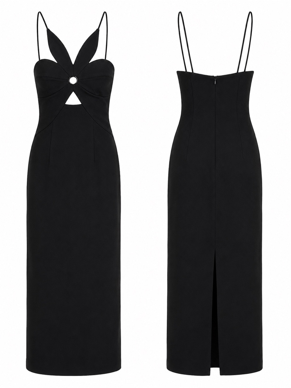 Torn by Ronny Kobo Stephanie Black Cutout Midi Dress Sz Medium Cocktail Evening - Picture 5 of 16